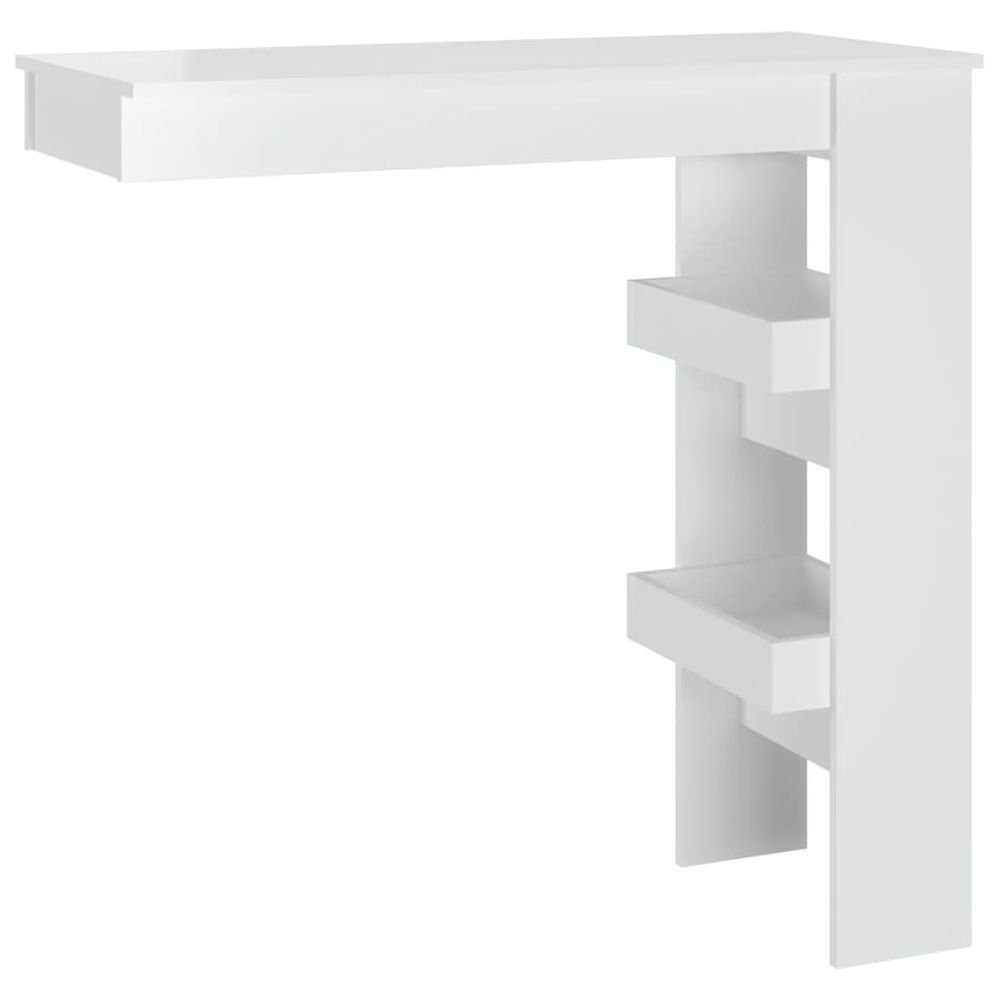 Vidaxl Nástenný barový stôl lesklý biely 102x45x103,5 cm kompoz. drevo